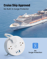 PD 20W C Travel Power Strip, SUPERDANNY 5ft Retractable Extension Cord Fast Charging Station, Portable 3-AC & 3-USB Flat Plug Extension Cord for Home Office, Business Travel, Trip, Cruise, White SUPERDANNY