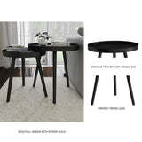Nesting Side Tables - Set of 2 Round End Tables for Living Room, Bedroom, or Home Office - Accent Table Set with Tray Tops - Mid-Century Modern Living Room Furniture by Lavish Home (Black) Lavish Home