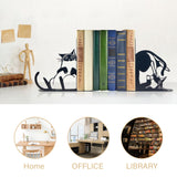 Cute Cat Metal Bookends Cat Book Ends for Shelves Bookshelf Decorative Objects Home Office Desk Bookshelf Decor Cat Lover Gifts for Women Vausart