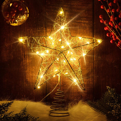 Rocinha Gold Christmas Tree Lighted Wire Topper with 30 LED Lights, 10 Inches