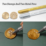 Comealltime Wax Seal Kit with Gift Box, 624 Pcs 24 Colors Sealing Beads, 2 Pcs Stamps, Sealing Wax Warmer, Metallic Pen, Envelope, Candles for Wedding Birthday Gift and DIY Craft, Sellado de Cera Comealltime