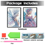 DCIDBEI 2 Pack Notebooks Diamond Painting Angel Blank 5D DIY Special Shaped Crystal Diary Book Elf 50 Sheets A5 Book Journal Fairy Paint by Numbers Kit Sketchbook Diamond Art Note Book DCIDBEI