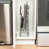 Household Essentials Glidez Multipurpose Chrome-Plated Steel Pull-Out/Slide-Out Storage Organizer for Cookware and Bakeware - Fits Standard Size Cabinet or Shelf, Chrome Household Essentials