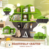Tree Kids Bookshelf Toddler Bookcase 4-Tier Baby Book Rack Children Toy Storage Organizer Wood Display Shelf for Nursery Playroom Bedroom Classroom School Homeschooling Boy Girl’s Gift (green tree) HedoAjim