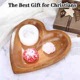 Heart Prayer Bowl with Cross, Prayer Bowl Wooden, Dough Bowl, Wooden Bowl, Prayer Bowl, Heart Bowls, Decor Bowl for Prayer Table, Prayer Bowls with Cards, Prayer Gifts for Women (Wood) Hoohnnaa