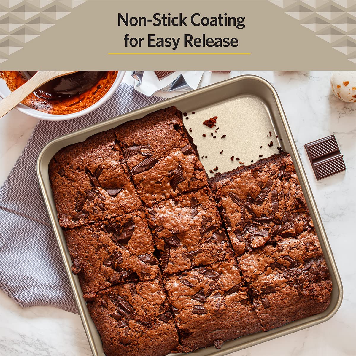 Glad Square Baking Pan Nonstick - Heavy Duty Metal Bakeware for Cakes and Brownies, 9.4 inches Glad
