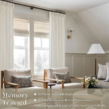 Pinch Pleated Linen Curtains 108 Inches long for Living Room 2 Panels Set Cream Ivory Flax Double Pleated Drapes Back Tab Neutral Boho Ceiling Floor 108 Inch Window Curtains Bedroom Natural Birch TWODRAPES