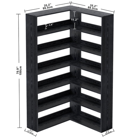 IRONCK Bookshelves 6 Tiers with Baffles Industrial Large Corner Etagere Bookcase Storage Display Rack for Living Room Home Office IRONCK