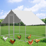 NUGRIART Large Metal Chicken Coop Walk-in Poultry Cage Hen Duck Run House with Waterproof & Anti-UV Cover Galvanized Rabbits Habitat Spire Shaped Cage for Outdoor Yard Farm Use NUGRIART