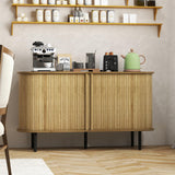 LOKO Kitchen Sideboard Buffet Cabinet, Credenza Storage Cabinet with Sliding Tambour Doors, Adjustable Shelves, Mid Century Modern Console Table for Living Room, Entryway LOKO