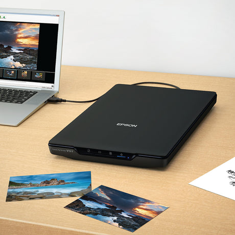 Epson Perfection V19 II Color Photo and Document Flatbed Scanner with 4800 dpi Optical Resolution, USB Power and High-Rise, Removable Lid Epson
