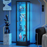 Desirable Life Glass Display Cabinet with 13-Color Light, 63" 4-Tier Curio Cabinet with Glass Door & Lock, Lighted Display Case with Adjustable Shelves for Collectibles Figures Trophy (Black) Desirable Life