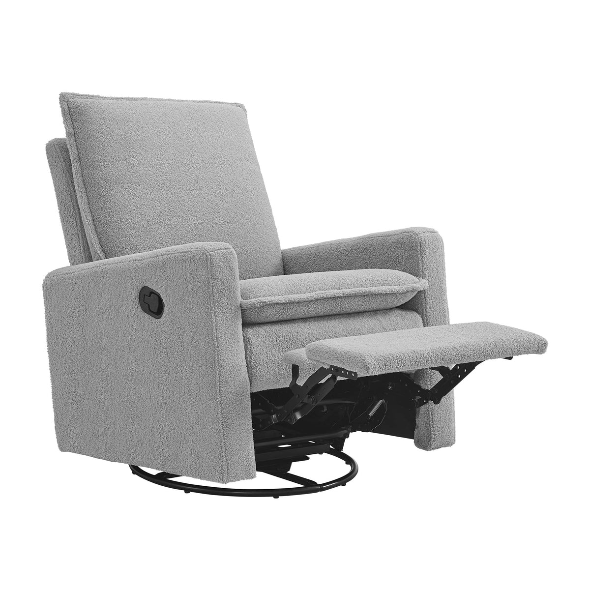 Oxford Baby Uptown Upholstered Swivel Glider and Recliner Nursery Chair,Boucle, Koala Gray Oxford Baby