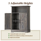 Smuxee Farmhouse Freestanding Cabinet Organizer with Barn Door and Adjustable Shelf, Wash Grey, for Bathroom, Kitchen, Living Room Smuxee
