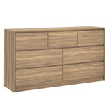 Farmhouse Malm Dresser for Bedroom, 55 Inch Long Dresser with 7 Drawers, Modern Large Wood Chest of Drawer Handle Free, Dresser for Kids Bedroom, Living Room, Entryway, Hallway, Oak jiteentarou