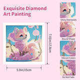 PERFECTSIGHT Cute 5D Diamond Art Kits, Kawaii DIY Painting Art for Adults Teen, 4 Pack Diamond Arts and Crafts Sets, Big Gem Full Drill Diamond Dots for Women (Panda+Kitty+Alpaca+Fox) PERFECTSIGHT