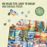 Trekking The National Parks Puzzles for Adults 1000 Pieces - Jigsaw Puzzle with No False Fits - Includes Custom Artwork for All 63 National Parks - Designed by and Made for National Park Enthusiasts Underdog Games
