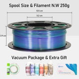MIKA3D 6 Spools Bicolor Dual Color 1.75mm 3D Printer Filament Bundle, 3D Printing Silk PLA, Silk Red-Gold/Red-Black/Black-Orange/Gold-Copper/Lime Green-Blue/Green-Purple, 3D Silk PLA 250g X 6 Spools MIKA3D