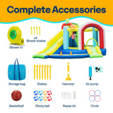 VIVOHOME 7 in 1 Bounce House for Kids, Fruit Theme Inflatable Bouncy Castle with Slide, 12x12 FT Inflated Bouncer for Outdoor with Blower, Basketball, Climb, Jump Area, Ball, Water Pool, Hoop VIVOHOME