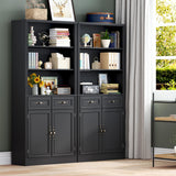 BORNOON 71.4" Tall Bookshelf with Drawers & Cabinet, 5-Tier Floor Standing Bookcase with Storage Doors, Adjustable Shelves & Metal Handles, 31.5" Wide Organizer for Home Office, Living Room BORNOON