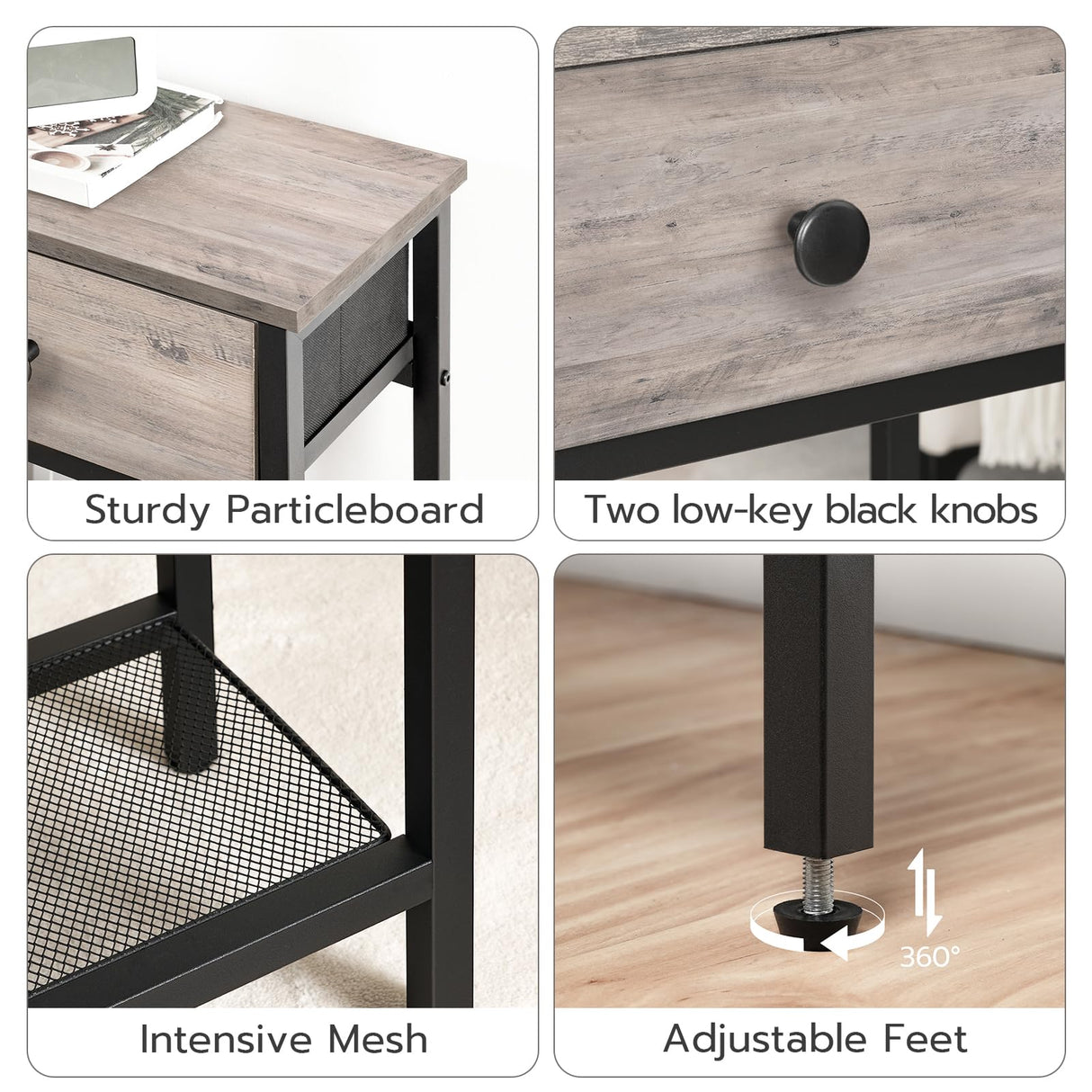 HOOBRO 29.5" Narrow Console Table with 2 Fabric Drawers, Small Entryway Table with 3-Tier Storage Shelves, Thin Sofa Table, Side Table, for Living Room, Hallway, Greige and Black BG72XG01 HOOBRO