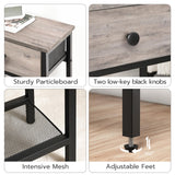 HOOBRO 29.5" Narrow Console Table with 2 Fabric Drawers, Small Entryway Table with 3-Tier Storage Shelves, Thin Sofa Table, Side Table, for Living Room, Hallway, Greige and Black BG72XG01 HOOBRO