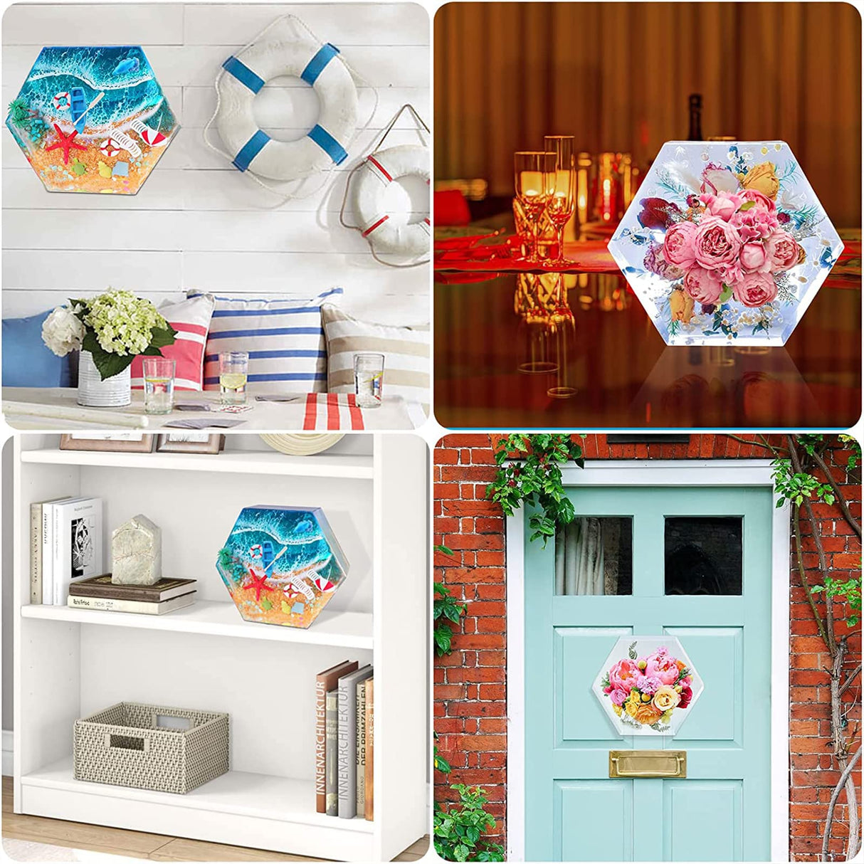 9 Inch Large Silicone Molds for Resin, Large Resin Molds, Upgraded Hexagon Shapes Silicone Molds for Resin Casting for Flowers Preservation, Books Desktop Organizer, Gift and Home Decors OMDBAGD