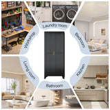 RISTERN Black Metal Storage Cabinet,75" Steel Cabinets for Home Office, Kitchen Pantry Storage Cabinet with Doors and 5 Adjustable Shelves, Tool Cabinets, for Office, Home, Garage, School RISTERN