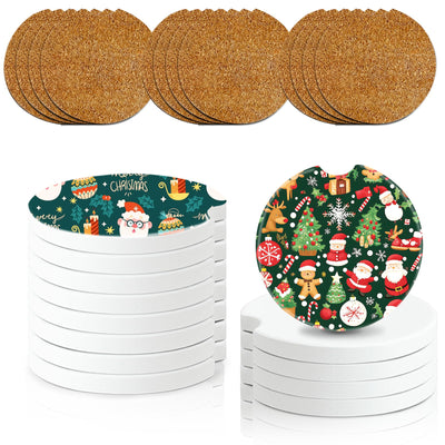 Sublimation Blanks Car Coasters,12 Pcs Sublimation Coasters Blanks Absorbent Car Coasters Blank Cup Mat for Women & Men Car Decorations Interior Aesthetic