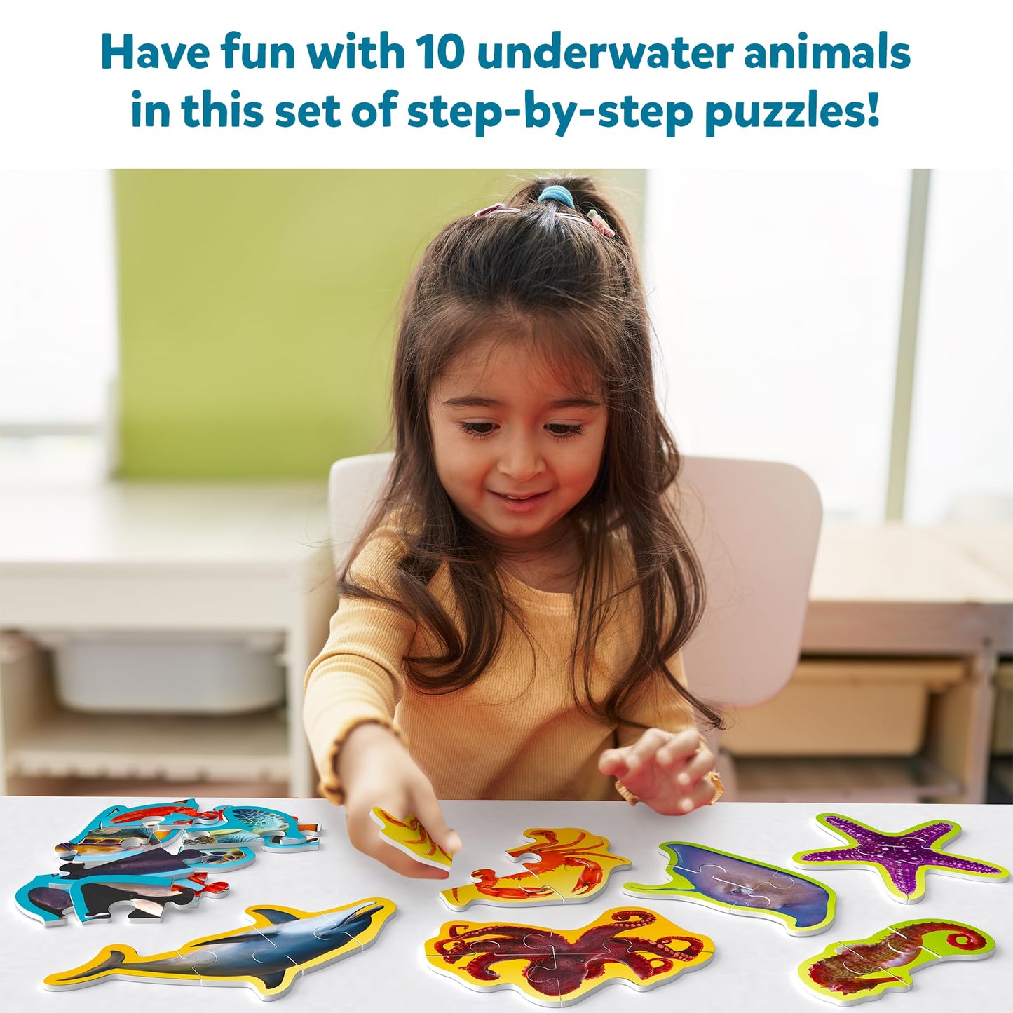 Skillmatics Step by Step Puzzle - 41 Piece Underwater Animal Jigsaw & Toddler Puzzles, Educational Montessori Toy for Boys & Girls, Gifts for Kids Ages 3, 4, 5 and Up