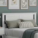Serene Poplar Wood Queen Headboard, Modern Farmhouse Panel with Horizontal Scoring, Queen Size Headboard in White, Casual Coastal Style, Easy Assembly, Quality Materials ComfIQ