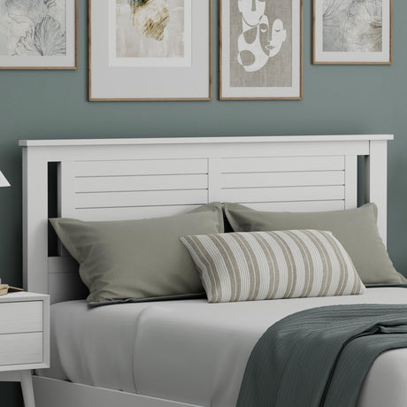 Serene Poplar Wood Queen Headboard, Modern Farmhouse Panel with Horizontal Scoring, Queen Size Headboard in White, Casual Coastal Style, Easy Assembly, Quality Materials ComfIQ