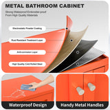 YAUWOH Orange Metal Bathroom Storage Cabinet, Small Metal Locker Storage Cabinet with 2 Adjustable Shelves and 2 Doors,Freestanding Sideboard for Small Spaces, Living Room, Dining Room YAUWOH