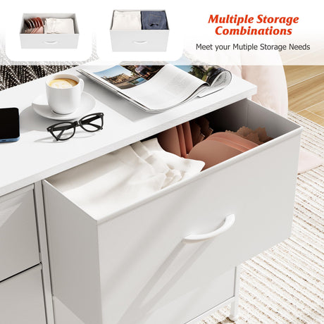 Nicehill White Dresser for Bedroom with 5 Drawers, Small Dresser for Kids' Bedroom, Closet, Wide Chest of Drawers with Storage Drawers, Wooden Top, Steel Frame, Modern, White Nicehill