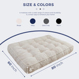 MAXYOYO 8" Futon Mattress Queen Size, Ultra Thick Futons Sofa Couch Bed Tufted Sleeper Sofa Bed, Floor Mattress for Adults, Shredded Foam Filling (Frame Not Included), Beige MAXYOYO