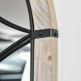 HOMCOM 36.5" x 23.5" Large Farmhouse Wall Mirror, Arch Window Mirror for Wall Decor in Living Room, Bedroom, Entryway, Rustic Wood Grain HOMCOM