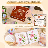 Joy&Grace Large Flower Press Kit for Adults & Kids with Designed Cover and DIY Album, 10.9" x 10.9" 10 Layers Plant Press and Plant Drying Toolkit, Flower Preservation Kit (Color Box, Mahogany Color) Joy&Grace