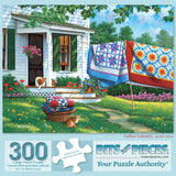 Bits and Pieces - 300 Piece Jigsaw Puzzle for Adults - 18" x 24" - Calico Country - 300 pc Large Piece Quilts Dog and Cat Jigsaw by John Sloane Bits and Pieces