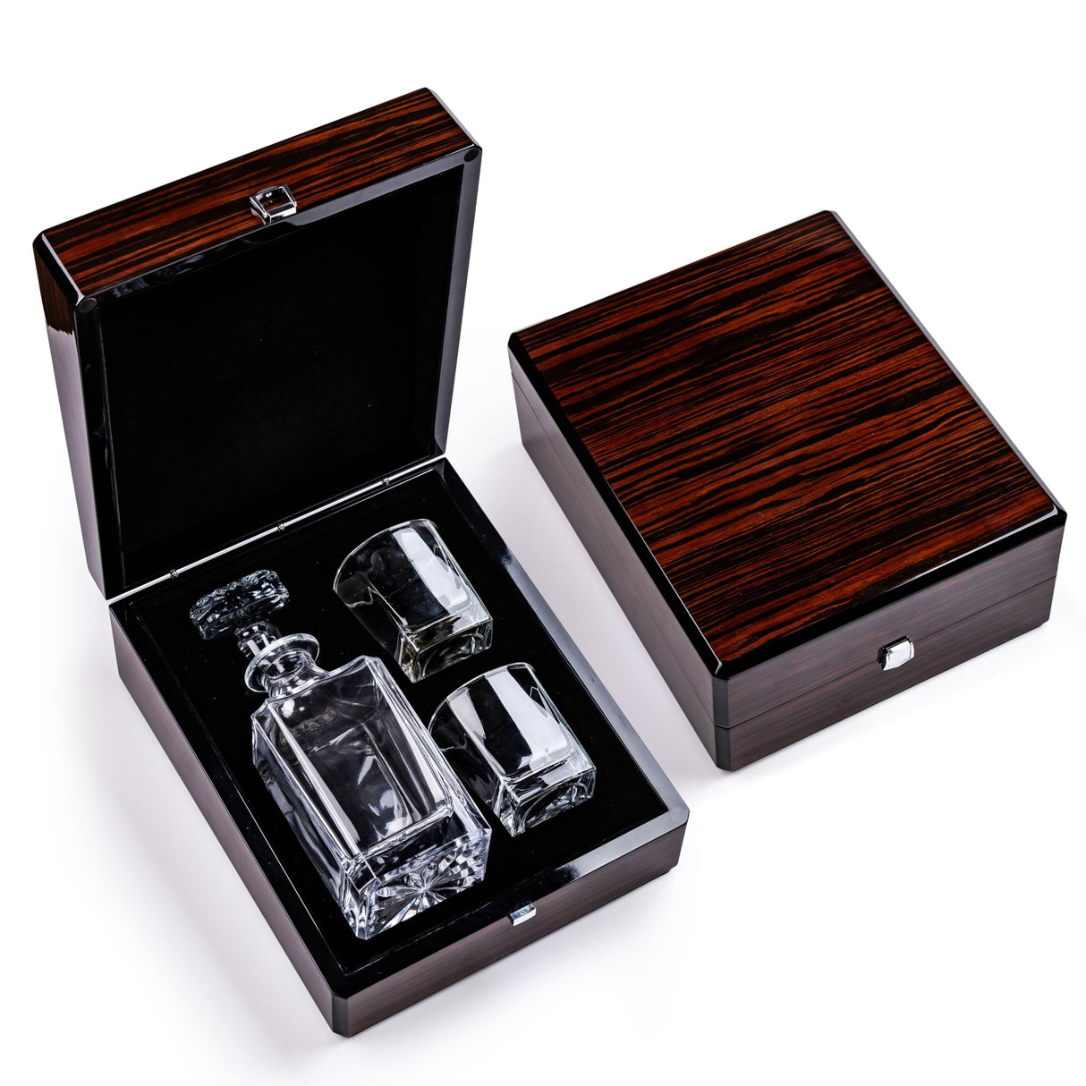 Premium Wooden Box w/Whiskey Decanter - 2 Glasses, Elegant Whiskey Decanter, Bourbon Gifts for Men, Dad, Father’s Day, Birthday gift Ideas for him WoodArtSupply
