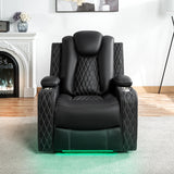 Naomi Home Chicago Recliner Chair in Black Air Leather – Modern Faux Leather Reclining Chair with Padded Armrests, Tufted Backrest, Push Back Mechanism – Living Room or Home Theater Seating Naomi Home