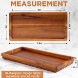 Bathroom Vanity Tray 11.8 x 5.9 inches of Natural Acacia Wood - Elegant Organizer for Cosmetics, Jewelry, Perfume, Candle, Key - Premium Wood Tray for Bathroom, Kitchen, Countertop, Toilet Tank, Sink Demigo
