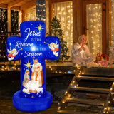 Civaner 6FT Christmas Inflatable Nativity Scene Decoration with Built in LED Lights, Jesus is The Reason for The Season Christmas Holy Nativity Decoration for Xmas Outdoor Yard Garden Lawn Civaner