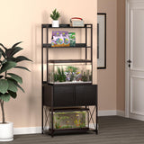 Herture 20-29 Gallon Fish Tank Stand, Aquarium Stand with 2 Shelves and Cabinet Accessories Storage, for 20 Gallon Long Aquarium, Metal Frame 32.28" L*16.53" W PG03YGB Herture