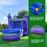 XJUMP Purplish Castle Commercial Grade Premium Marble Color Lightweight Bounce House Water Slide Detachable Pool for Kids and Adults with Blower Basketball Hoop Wet Dry Combo Outdoor Indoor XJUMP