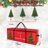 HikooLSS Christmas Tree Storage Bag 12 Ft Tall Tree Container/Holder Heavy Duty Oxford Dual Mesh Pockets,Moistureproof,Extra Large Christmas Tree Box for Big Xmas Tree Wide Opening Red(65X23X27in) HikooLSS