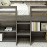 Max & Lily Driftwood Modern Farmhouse Low Loft Bed with 2 Bookcases for Kids Max & Lily