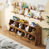 Kids Multifunctional Wooden Bookshelf & Toy Storage Cabinet in Rustic Brown DINZI LVJ