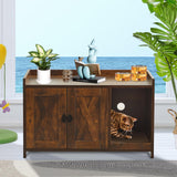 CHARMELEON Cat Litter Box Enclosure,Hidden Litter Box Furniture Cabinet with Scratch Pad & Sensor Light,Wooden Pet House Side End Table for Living Room,Bedroom,31.5" Lx19.69 Wx19.69 H（Rustic Brown） CHARMELEON