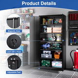 BYNSOE Metal Garage Storage Cabinet with 5 Adjustable Shelves Metal Locking Cabinet with Door Lockable Steel Tool Cabinets Door for Home, School, Office, Garage (Black, 71 inch) BYNSOE