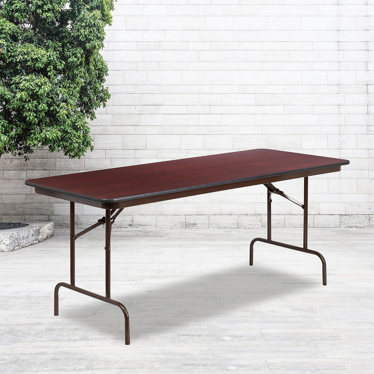 Flash Furniture Frankie 6-Foot Mahogany Melamine Laminate Folding Banquet Table Flash Furniture